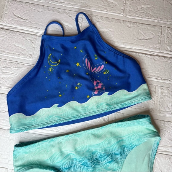 More Than Magic Blue and Mint Mermaid Bikini Set Size L (10/12) - Picture 3 of 5